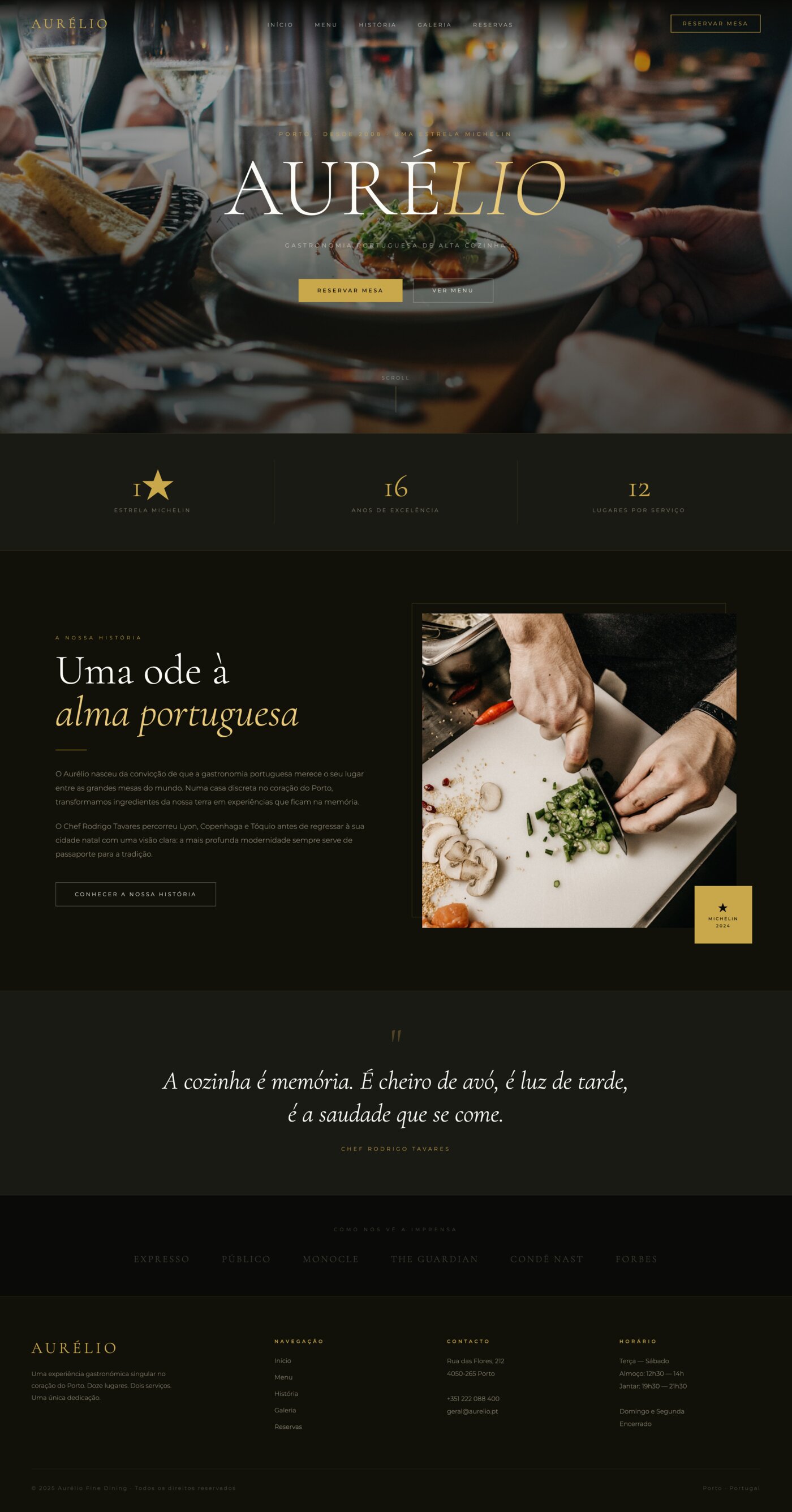 Website Aurélio — Fine Dining