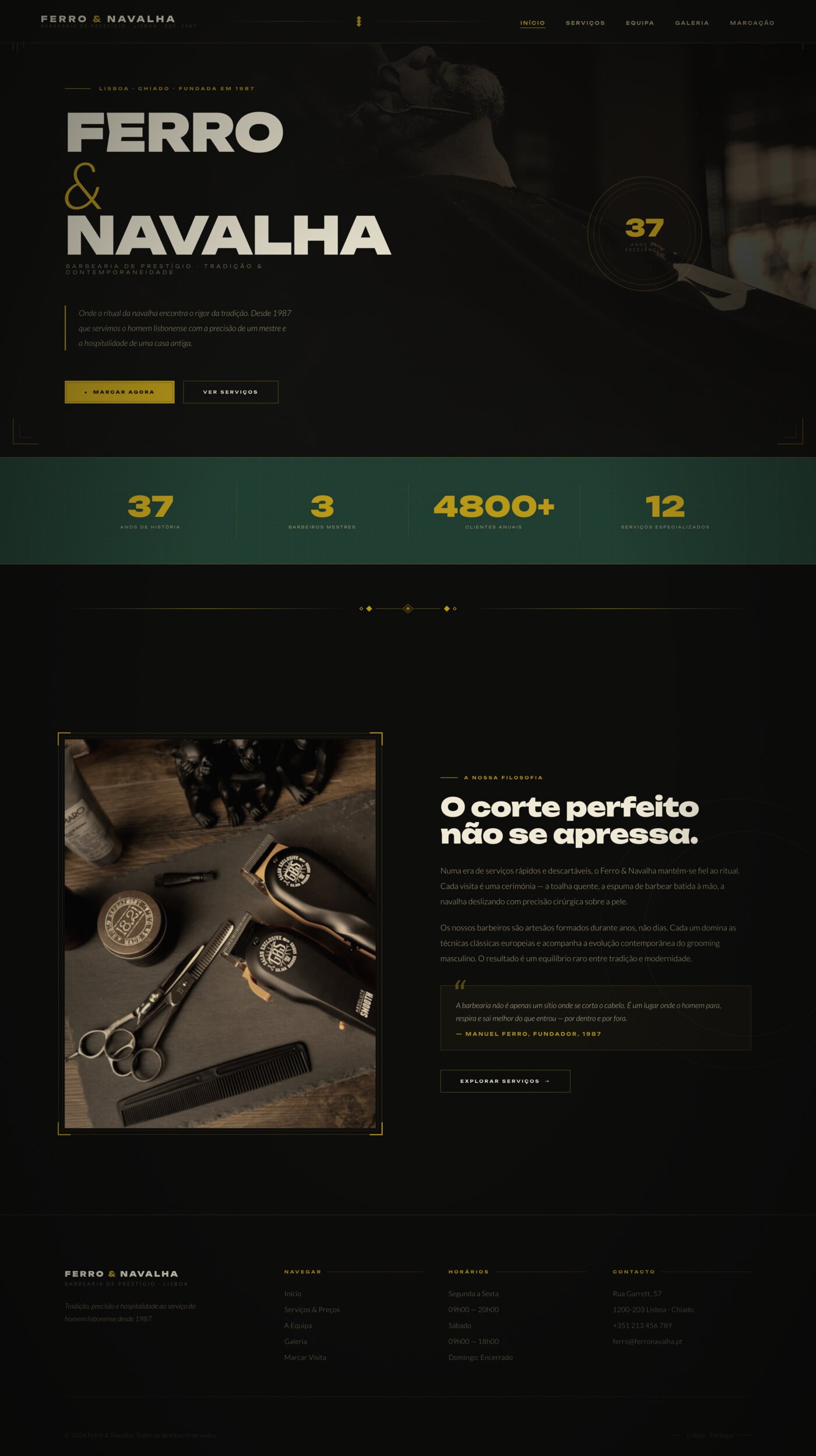 Website Ferro & Navalha — Barbearia