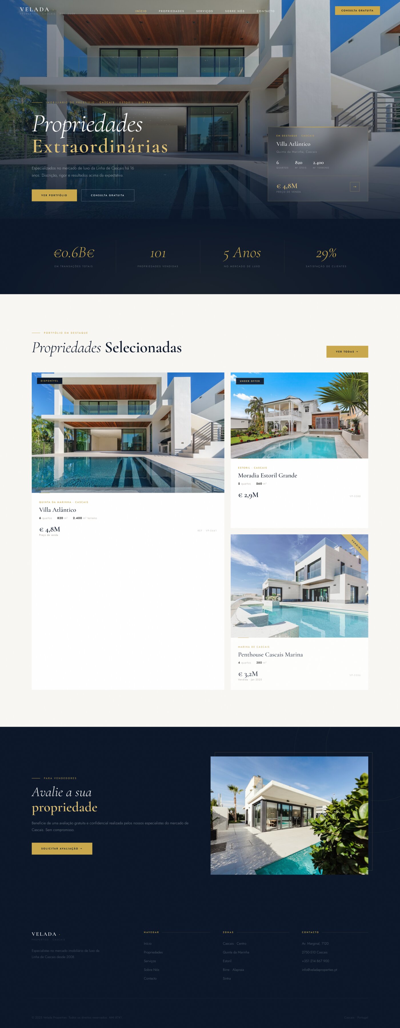 Website Velada Properties — Imobiliário